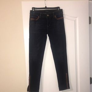 WHBM size 00 Skimmer Jean with leather accents